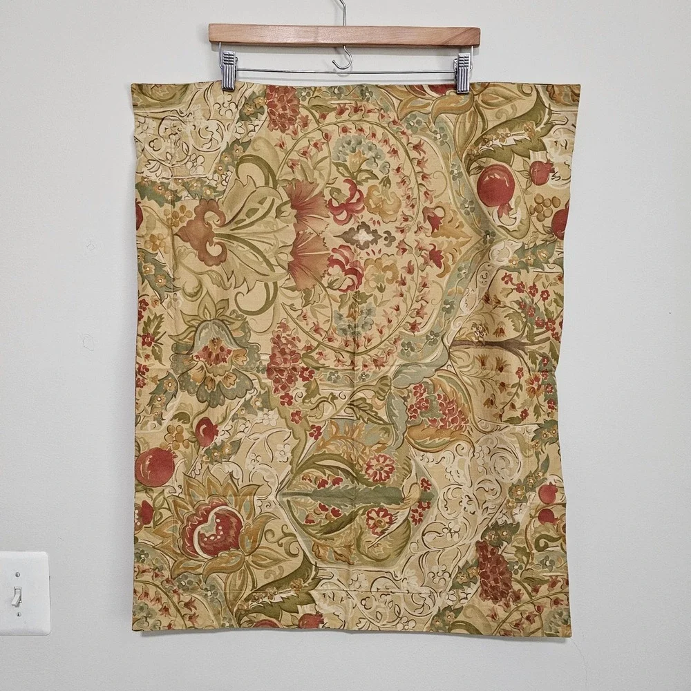 Pottery Barn 2 Delphine‎ Pillow Shams Floral Pomegranate Olive Green Red Organic
